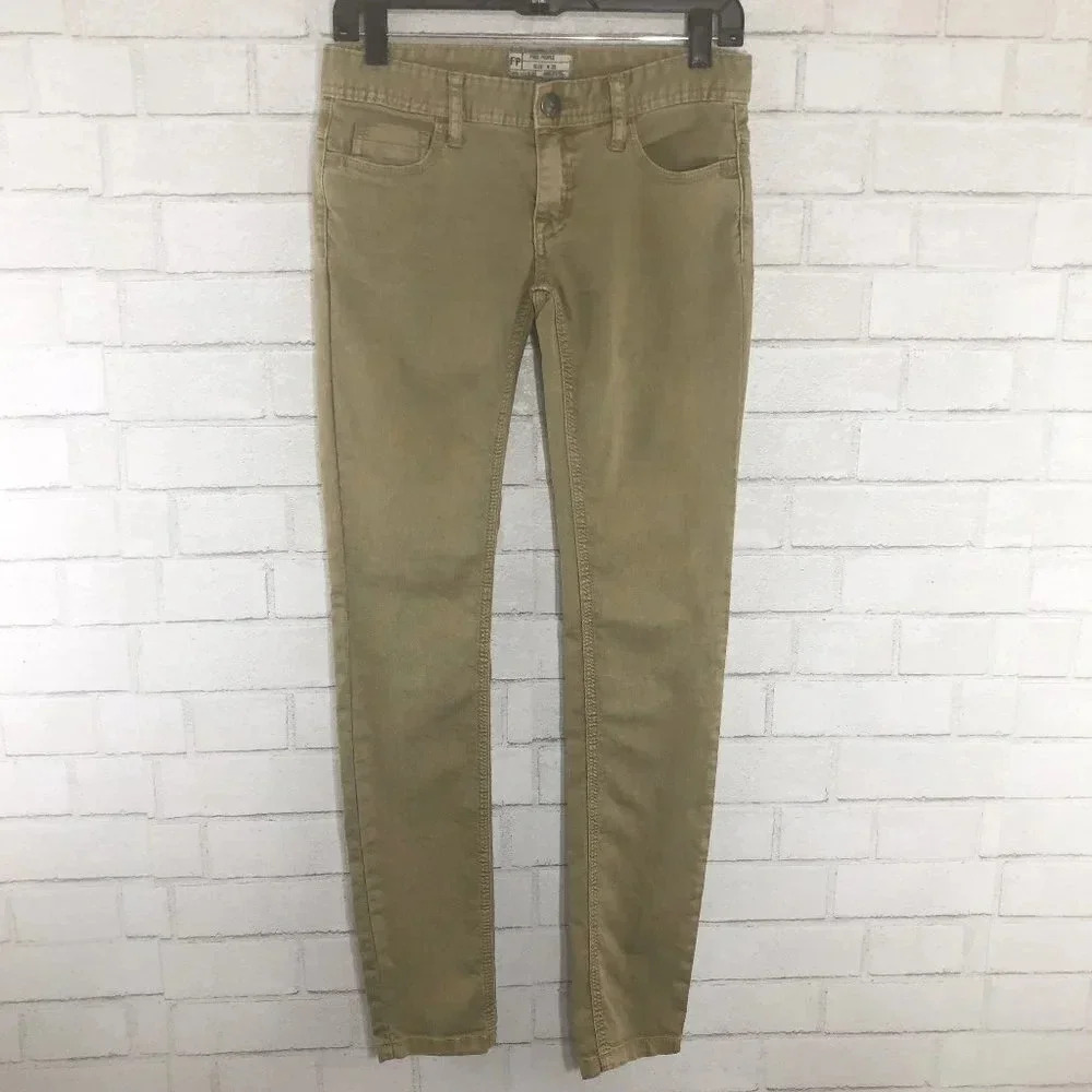 Free People Khaki Denim Skinny Jeans Size 25